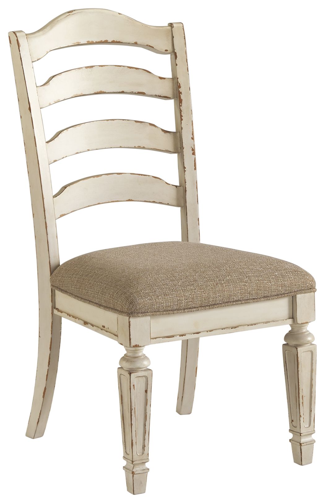 Realyn - Chipped White - Dining UPH Side Chair (Set of 2) - Ladderback - Hornell Furniture Outlet
