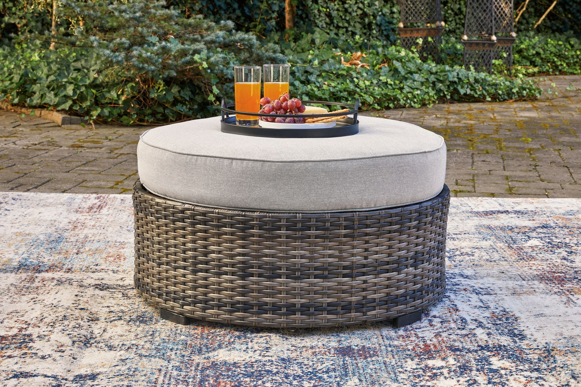Harbor Court - Gray - Ottoman with Cushion - Hornell Furniture Outlet