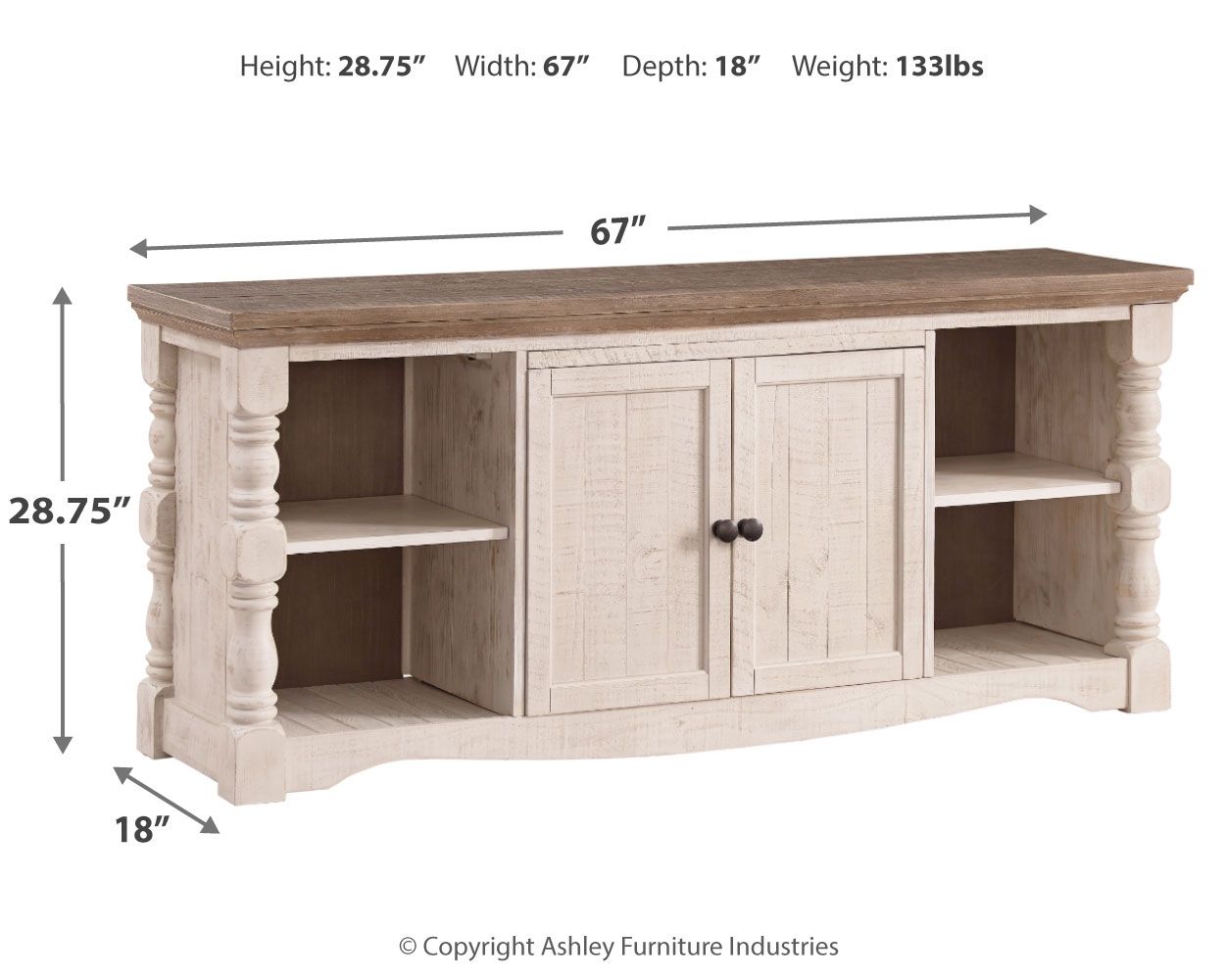 Havalance - Brown / Beige - Extra Large TV Stand - 2 Doors - Hornell Furniture Outlet