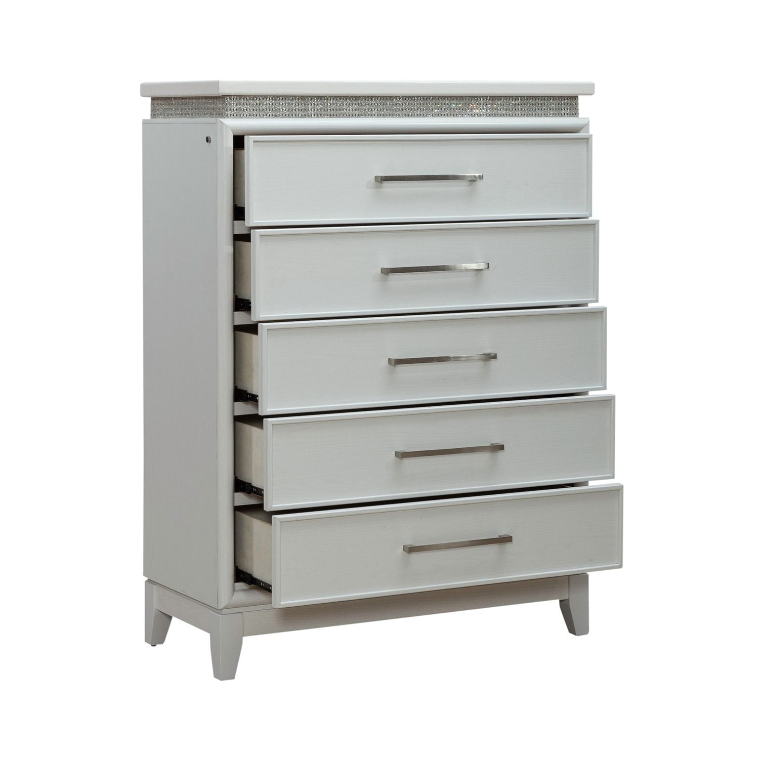 Reflections - 5 Drawer Chest With Lights - White - Hornell Furniture Outlet