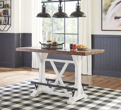 Valebeck - White / Brown - Rectangular Dining Room Counter Table - Hornell Furniture Outlet