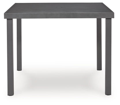 Rocky Creek - Square Dining Table With Umbrella Option - Gray - Hornell Furniture Outlet