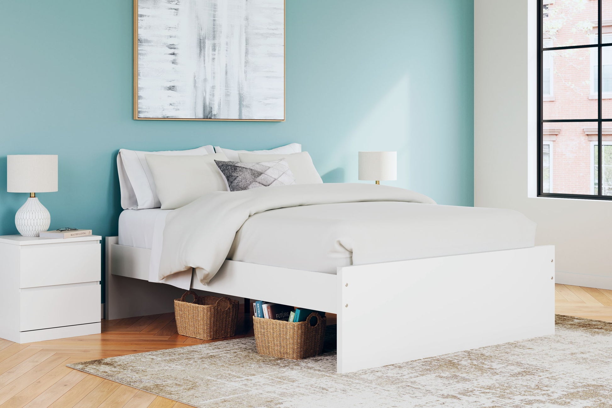 Onita - White - Queen Platform Bed - Hornell Furniture Outlet