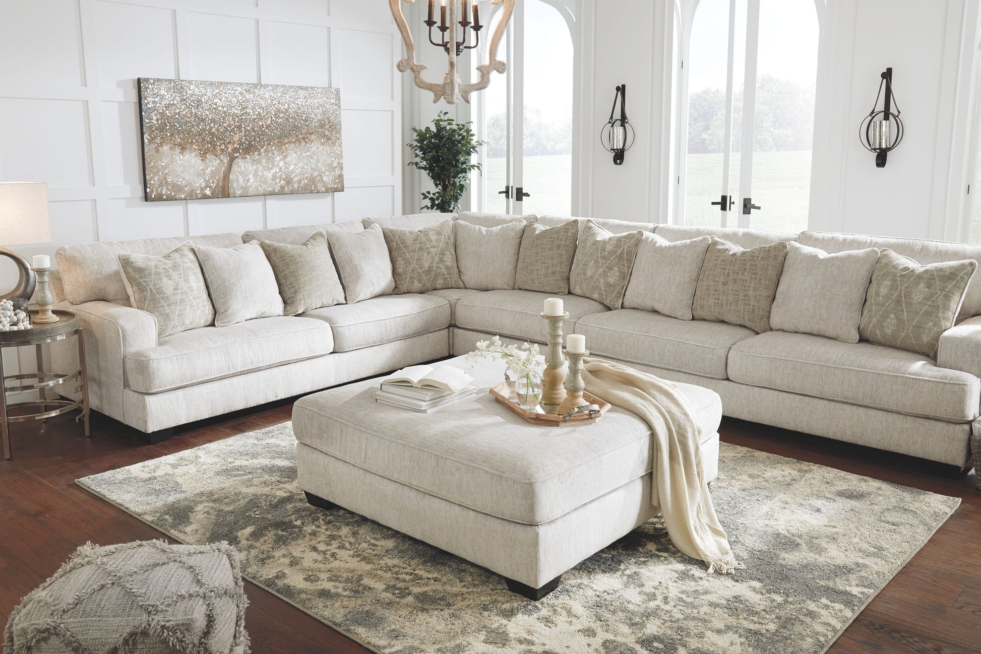 Rawcliffe - Parchment - Oversized Accent Ottoman - Hornell Furniture Outlet