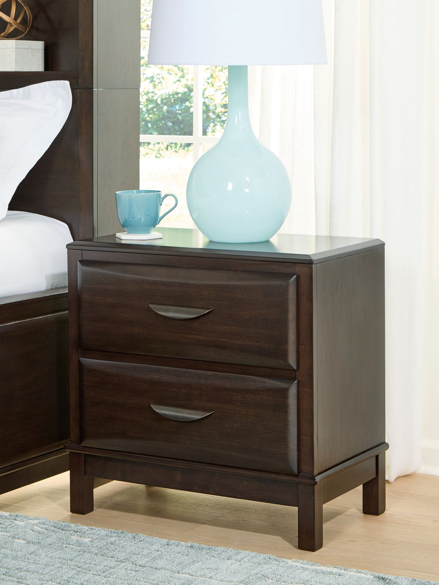 Vanmore - Dark Brown - Two Drawer Night Stand - Hornell Furniture Outlet