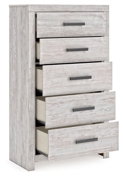 Cayboni - Whitewash - Five Drawer Chest - Hornell Furniture Outlet