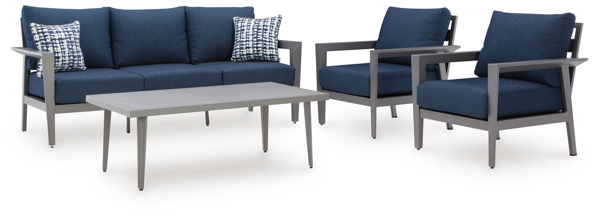 Gali - Gray / Blue - Sofa / Chairs / Table Set (Set of 4) - Hornell Furniture Outlet
