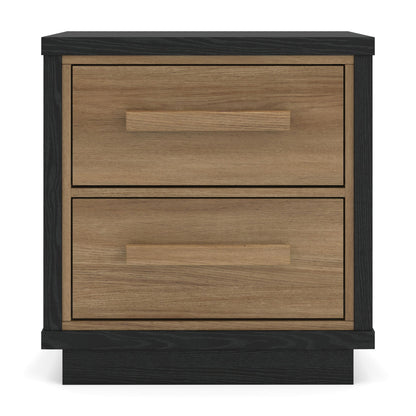 Kozmour - Two Drawer Night Stand - Black / Brown