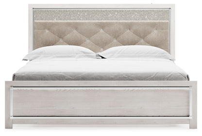 Altyra - White - King Panel Bed With Upholstered Headboard - Hornell Furniture Outlet