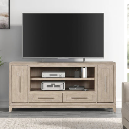 Fireplace TV Consoles - 80" Console With Fire FTS - Light Brown - Hornell Furniture Outlet