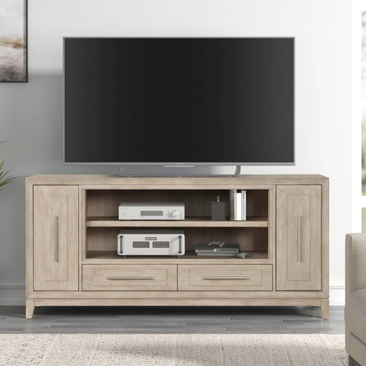 Fireplace TV Consoles - 80" Console With Fire FTS - Light Brown - Hornell Furniture Outlet