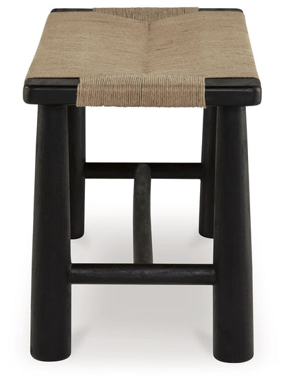 Acerman - Black / Natural - Accent Bench - Hornell Furniture Outlet