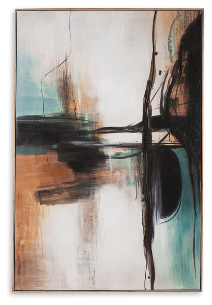 Brunonia - Wall Art - Teal / Orange / Black - Hornell Furniture Outlet