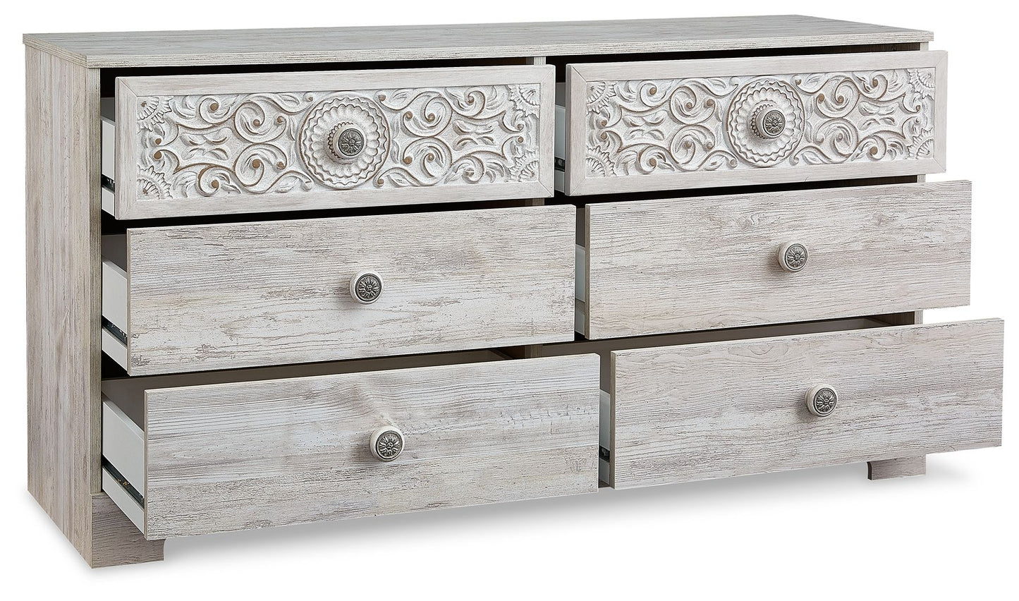Paxberry - Six Drawer Dresser - Weatherworn - Whitewash - Hornell Furniture Outlet