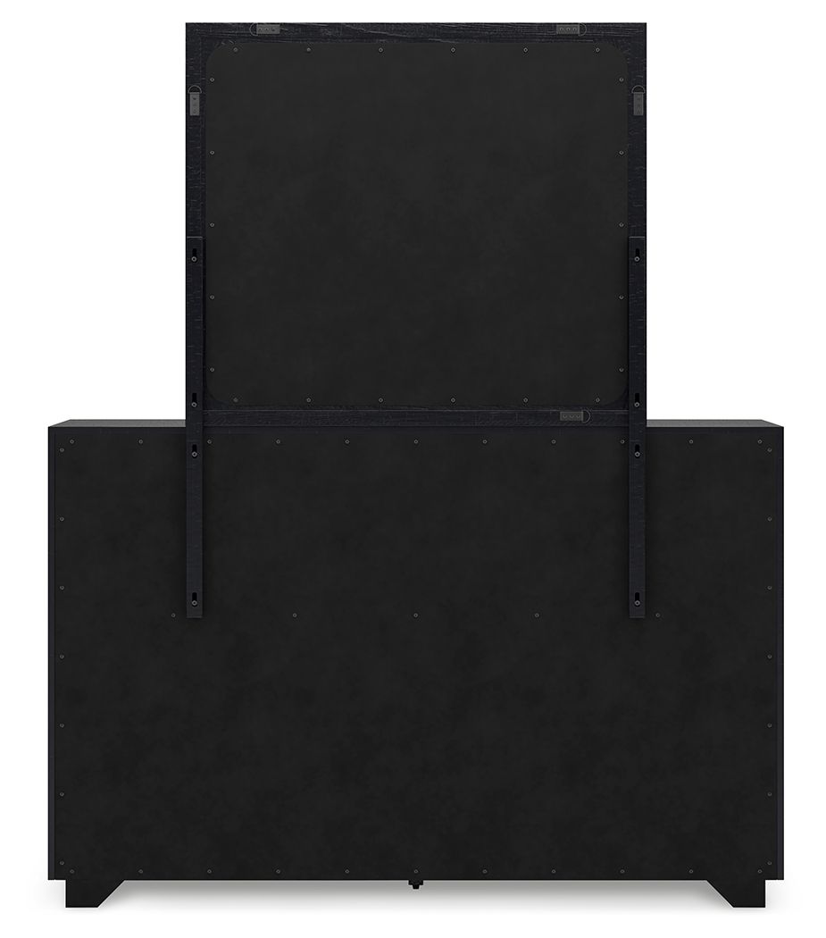 Londer - Black - Dresser And Mirror - Hornell Furniture Outlet
