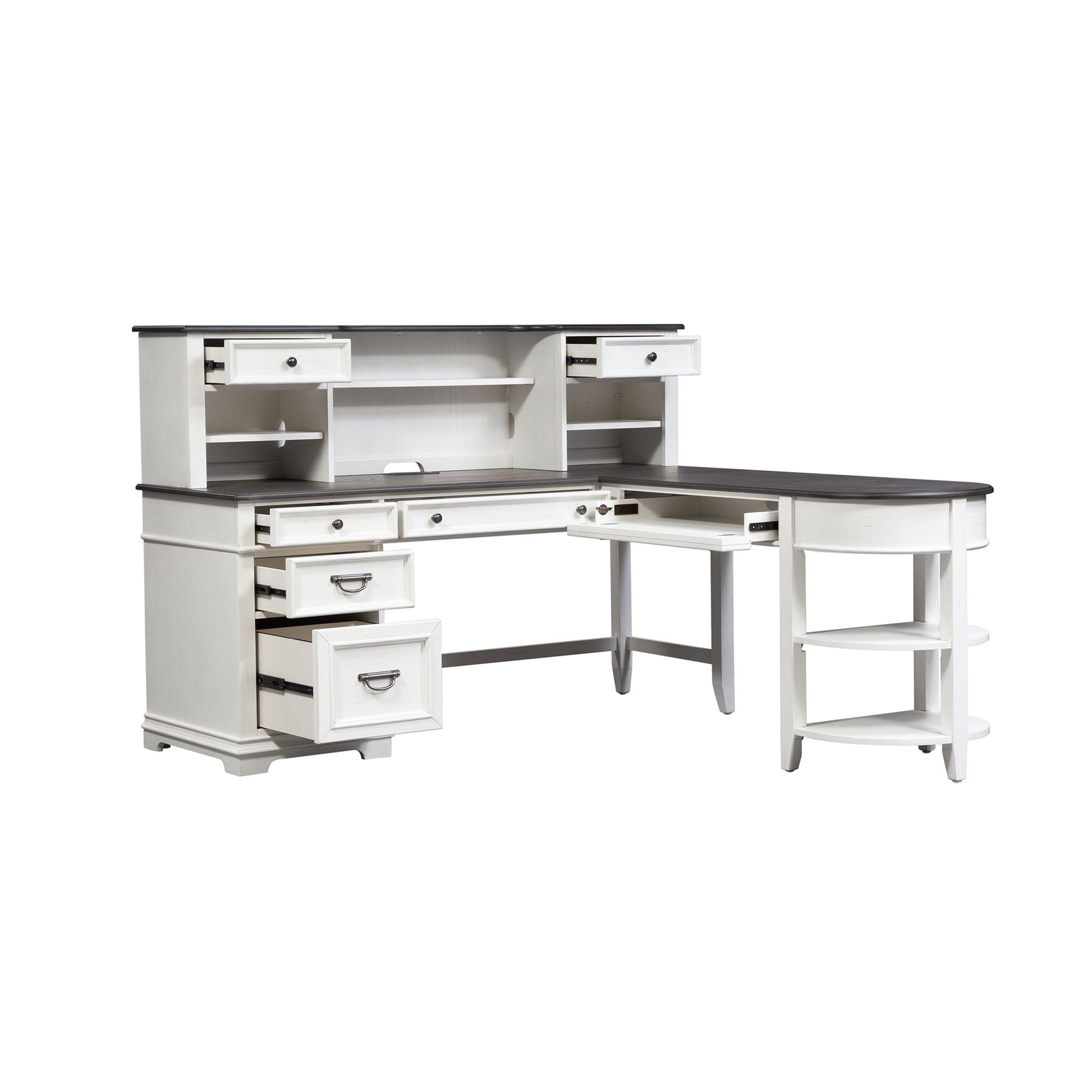 Allyson Park - L Shaped Desk With Hutch - White - Hornell Furniture Outlet