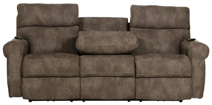 Tranquility - Power Headrest Power Lay Flat Reclining Sofa With DDT / CR3 Heat / Massage / Lumbar - Pewter - Hornell Furniture Outlet
