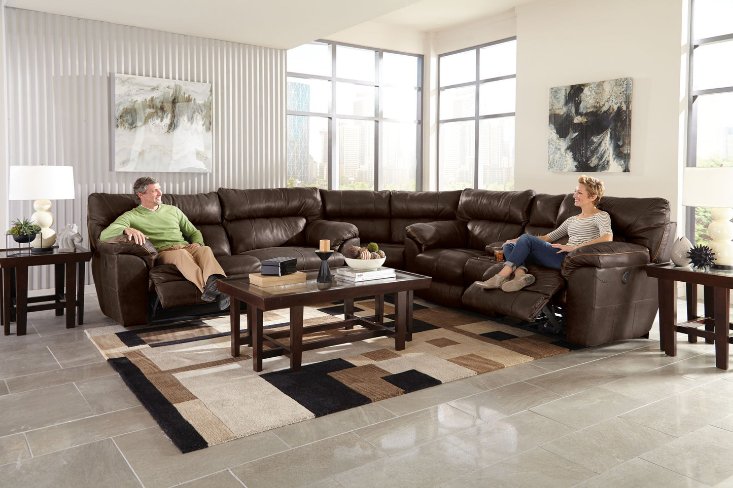 Milan - Lay Flat Reclining Console Loveseat - Hornell Furniture Outlet