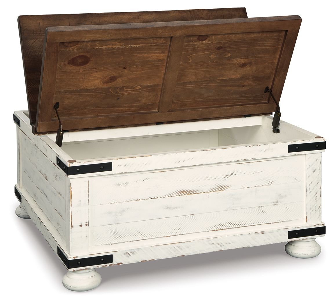 Wystfield - Cocktail Table with Storage - White / Brown - Hornell Furniture Outlet