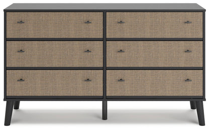 Charlang - Black / Gray - Six Drawer Dresser - Hornell Furniture Outlet