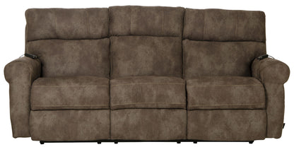 Tranquility - Power Headrest Power Lay Flat Reclining Sofa With DDT / CR3 Heat / Massage / Lumbar - Pewter - Hornell Furniture Outlet