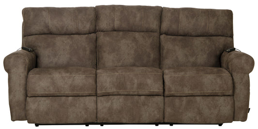Tranquility - Power Headrest Power Lay Flat Reclining Sofa With DDT / CR3 Heat / Massage / Lumbar - Pewter - Hornell Furniture Outlet