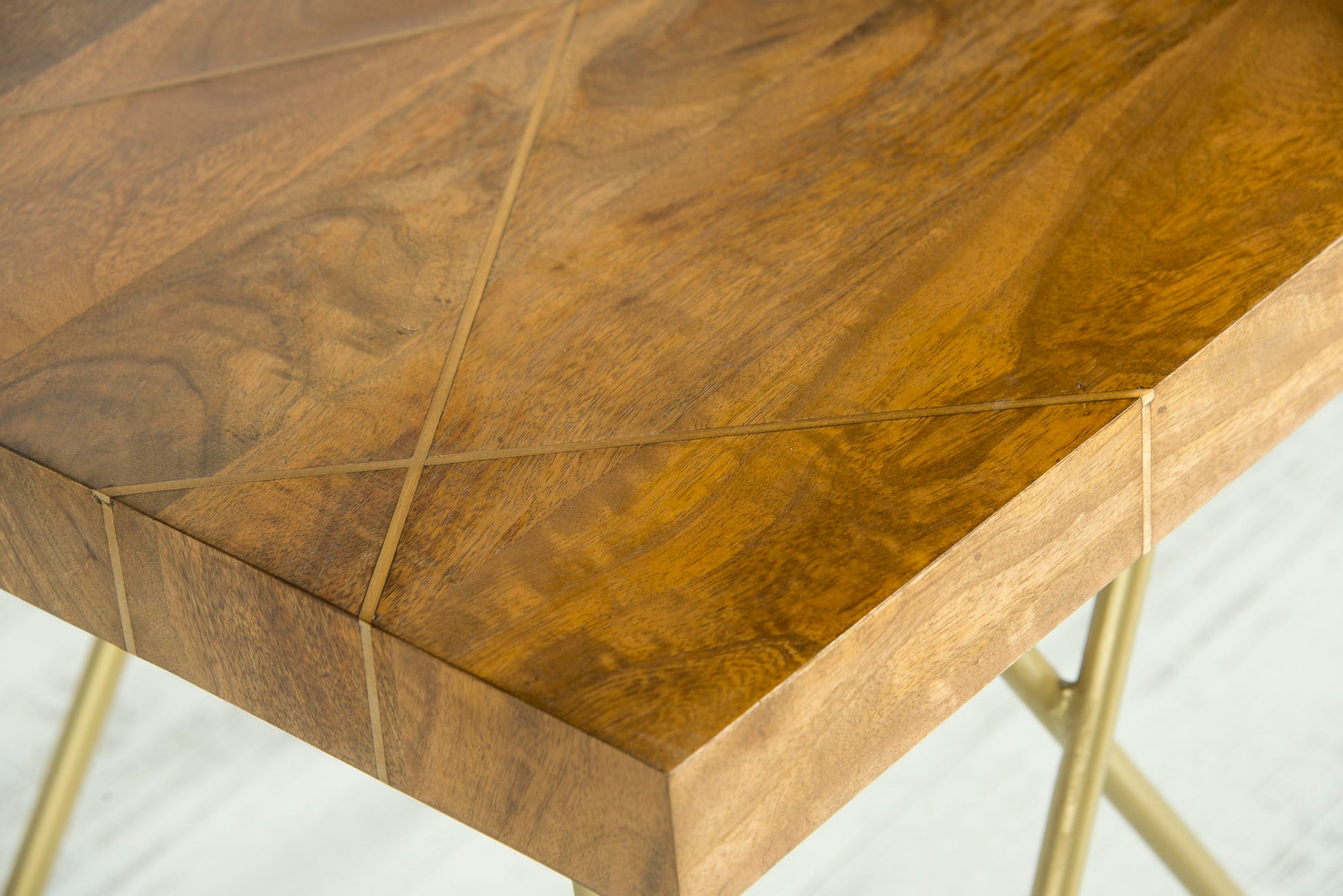 Walter - Brass Inlay Sofa Table - Brown - Hornell Furniture Outlet