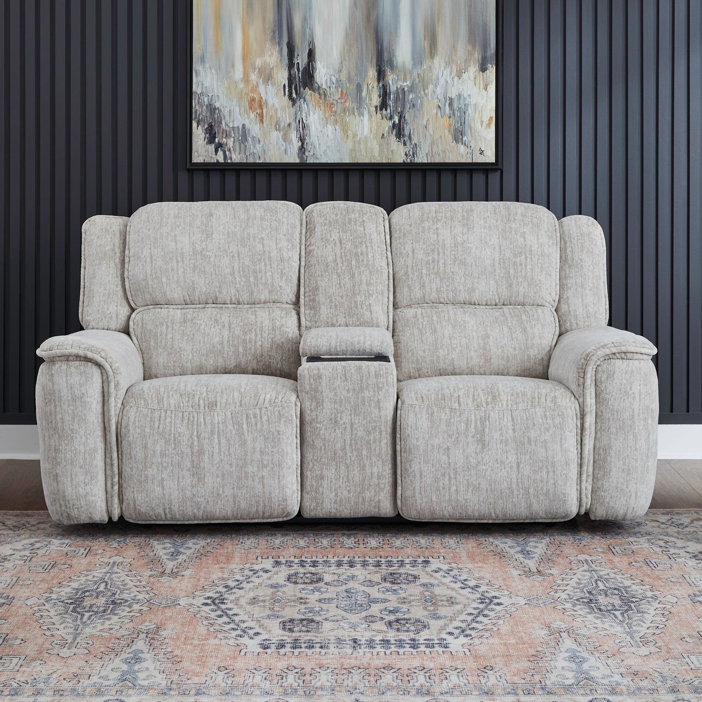 Clayton - Loveseat With Console P3 & ZG - Galactic Parchment - Hornell Furniture Outlet
