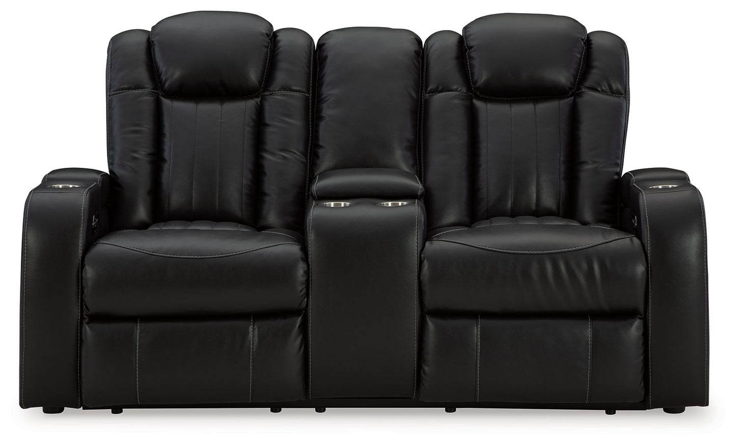 Caveman Den - Midnight - Power Reclining Loveseat with Console/ Adj Hdrst - Hornell Furniture Outlet