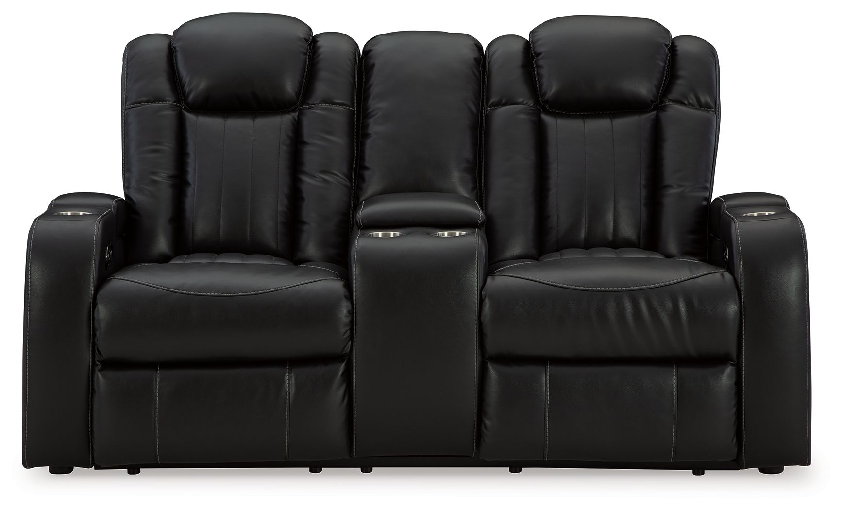 Caveman Den - Midnight - Power Reclining Loveseat with Console/ Adj Hdrst - Hornell Furniture Outlet