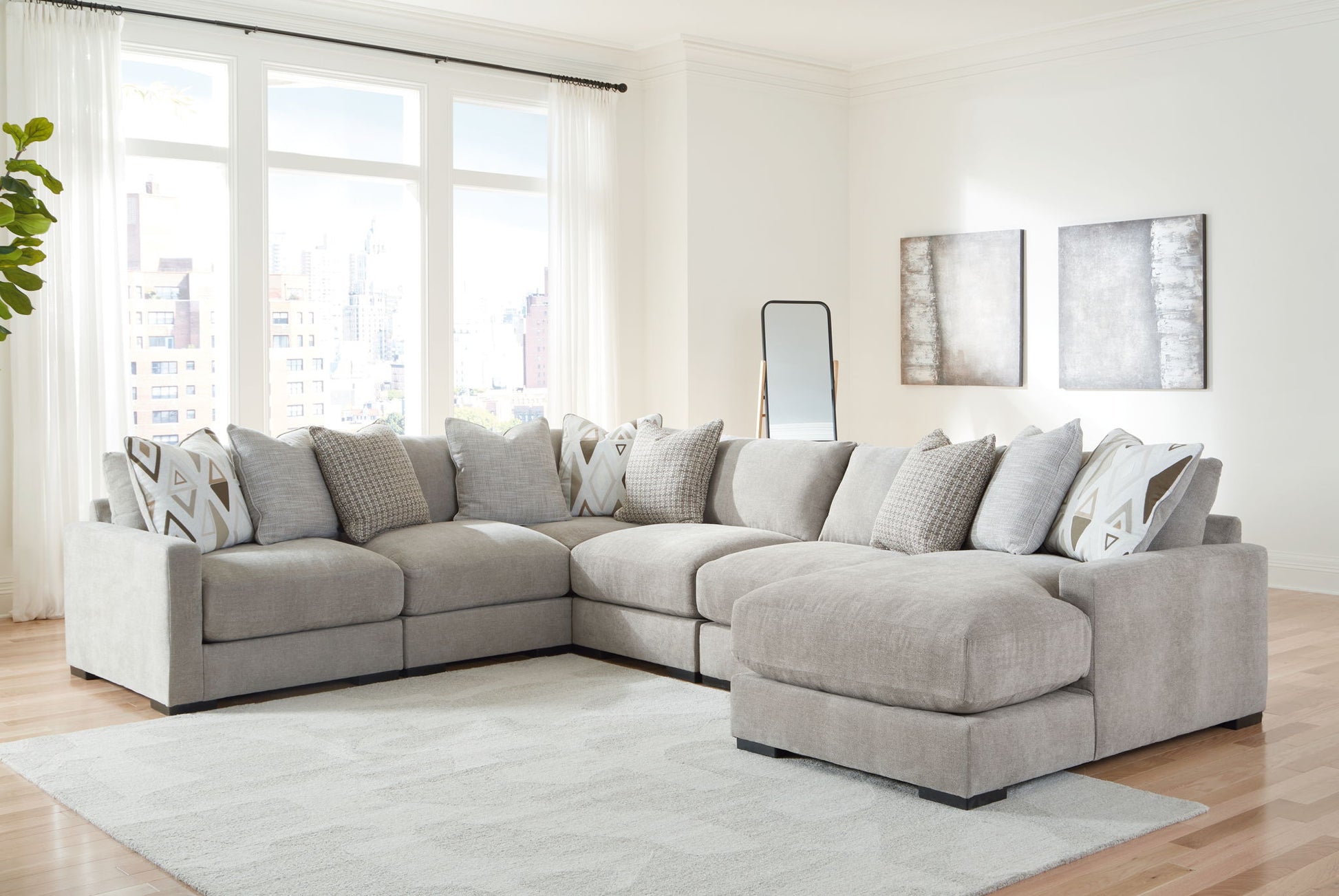 Aslan Court - Sectional With Ottoman Set - Hornell Furniture Outlet