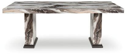 Jeshina - Dark Brown / Beige - Dining Table - Hornell Furniture Outlet
