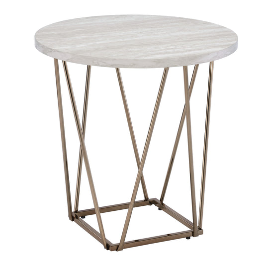 Rowyn - Faux Marble Top End Table - Gray - Hornell Furniture Outlet