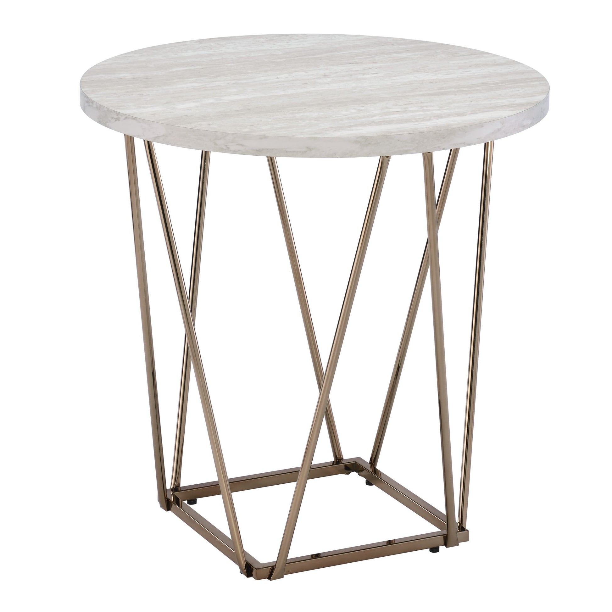 Rowyn - 3 Piece Table Set, Faux Marble Paper Top - White - Hornell Furniture Outlet