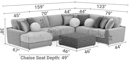 Canyon - 4 Piece Sectional With Cuddler Seat Cushions, Included Accent Pillows And Cocktail Ottoman (Left Side Facing Chaise) - Umber - Hornell Furniture Outlet