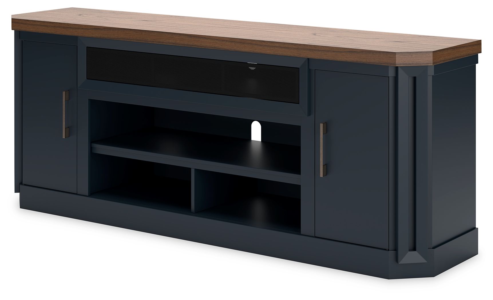 Landocken - Brown / Blue - XL TV Stand W/Fireplace Option - Hornell Furniture Outlet