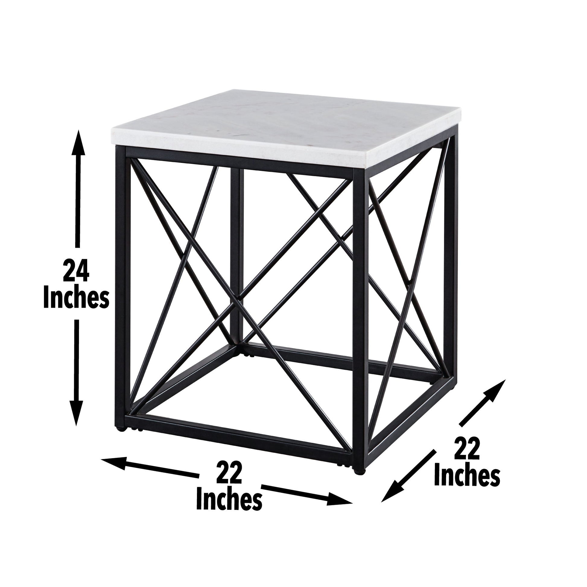 Skyler - Square End Table With Marble Top - White - Hornell Furniture Outlet