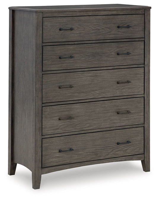Montillan - Grayish Brown - Five Drawer Chest - Hornell Furniture Outlet