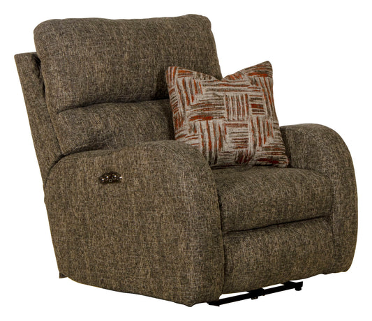 Liam - Power Headrest Power Lay Flat Recliner - Coal - Hornell Furniture Outlet