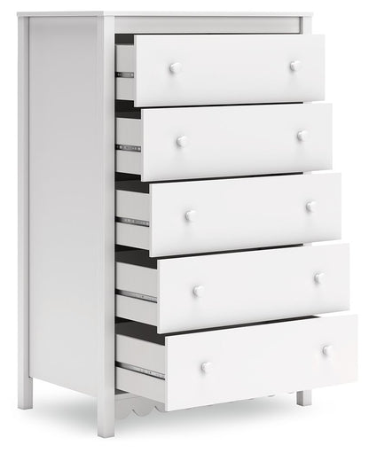 Hallityn - White - Five Drawer Chest - Hornell Furniture Outlet