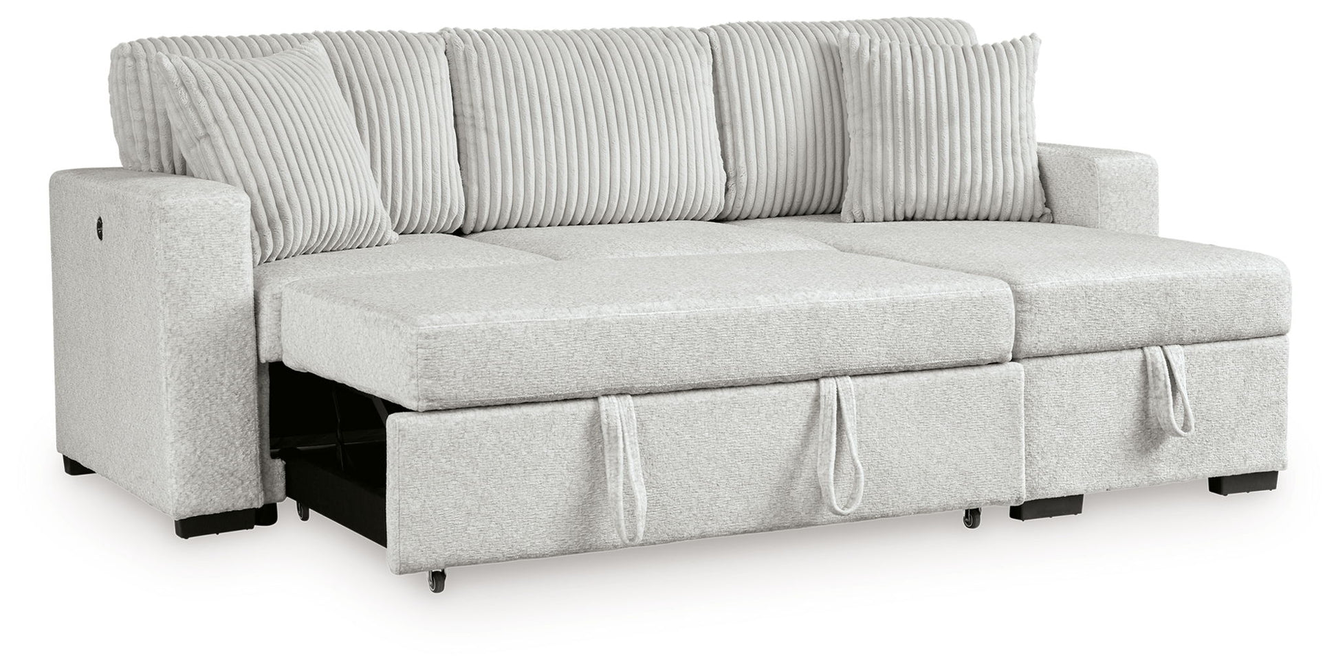 Wohlen - 2 - Piece Sectional With Pop Up Sleeper And LAF Corner Chaise - Alloy - Hornell Furniture Outlet