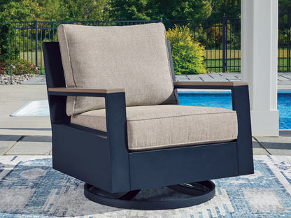 East Beach - Swivel Glider Chair With Cushion - Blue - Hornell Furniture Outlet