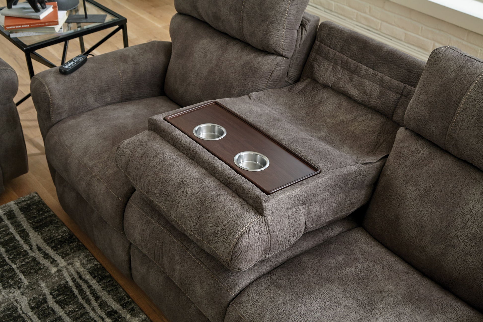 Tranquility - Power Headrest Power Lay Flat Reclining Sofa With DDT / CR3 Heat / Massage / Lumbar - Pewter - Hornell Furniture Outlet