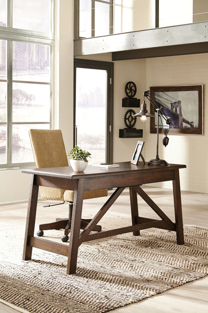 Baldridge - Home Office Large Leg Desk - Rustic Brown - Hornell Furniture Outlet