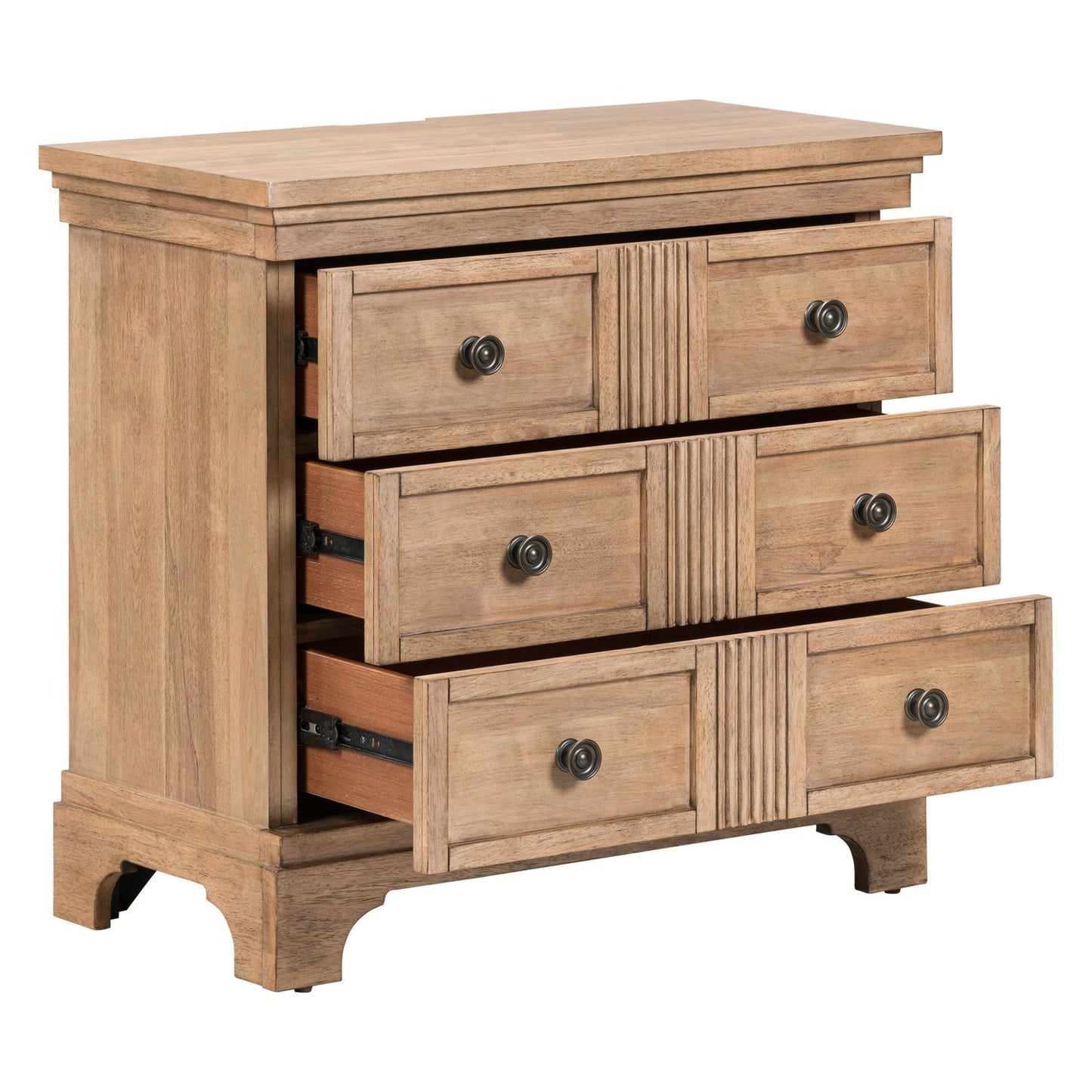 Haven Hills - Bedside Chest With Charging Station - Camel Beige - Hornell Furniture Outlet