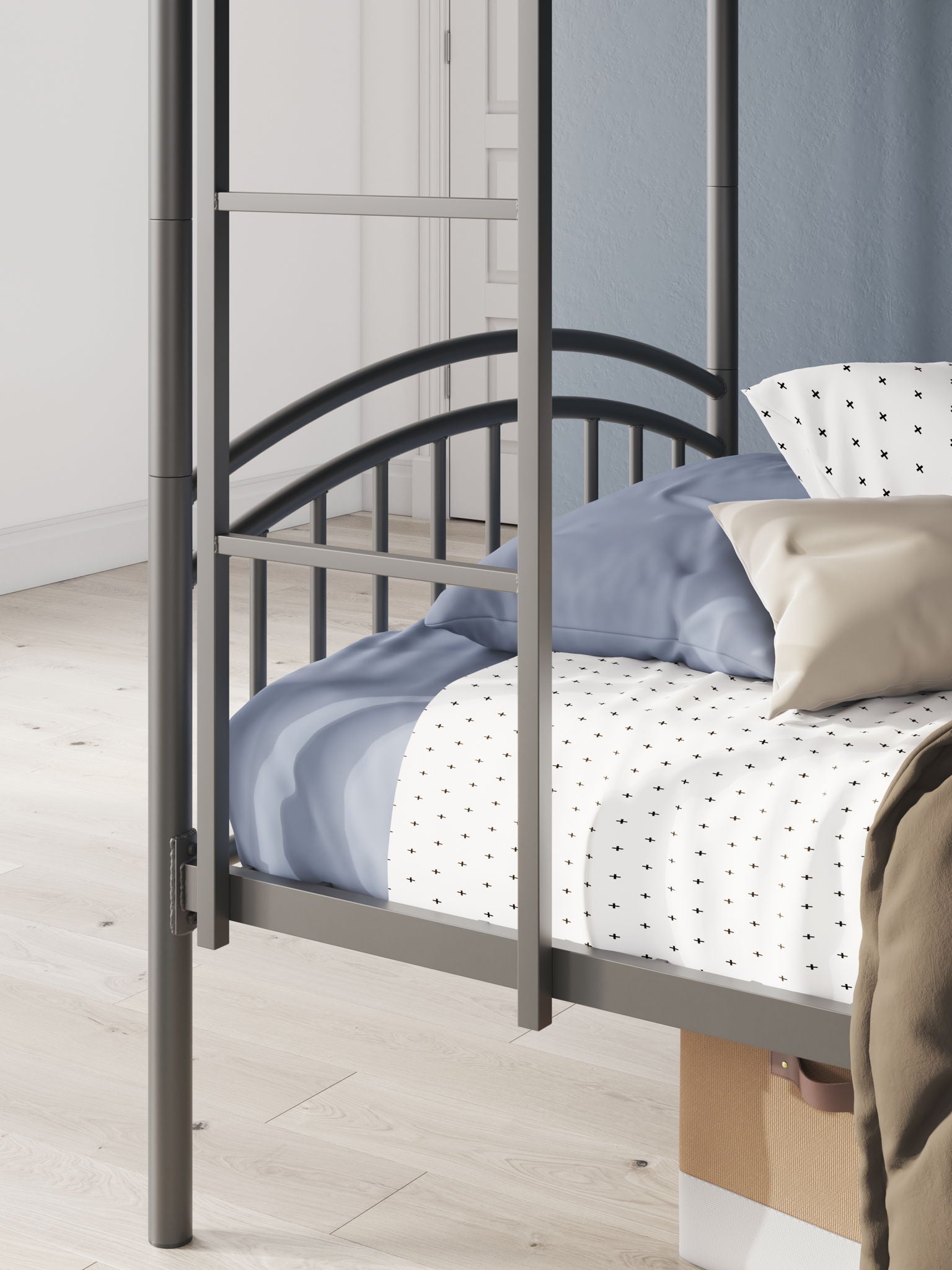 Lanceburg - Twin/Twin Bunk Bed With Ladder - Gray - Hornell Furniture Outlet