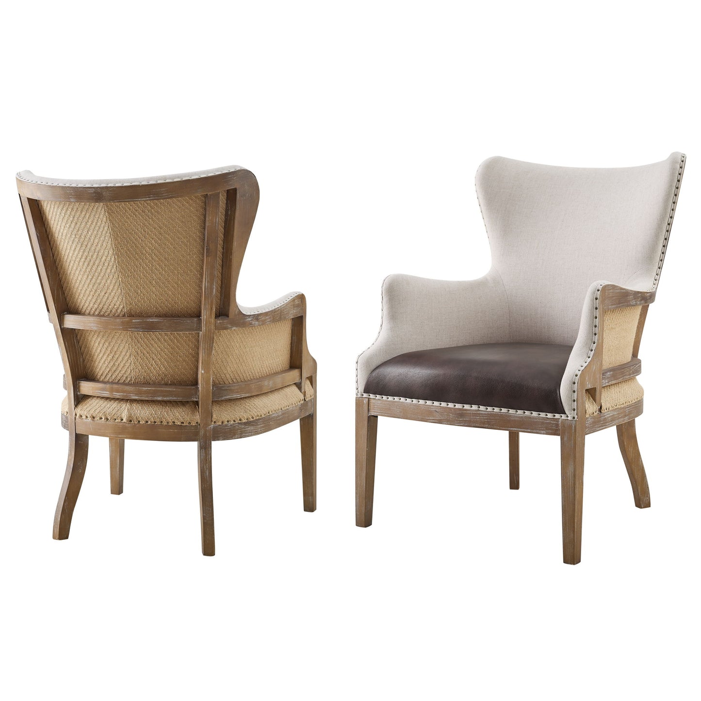 George - Wingback Accent Chair - Two Tone - Hornell Furniture Outlet