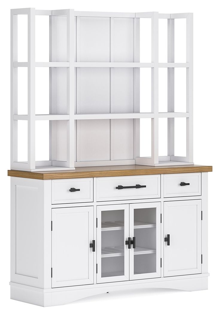 Ashbryn - White / Natural - Dining Server And Hutch - Hornell Furniture Outlet