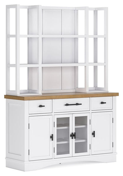 Ashbryn - White / Natural - Dining Server And Hutch - Hornell Furniture Outlet
