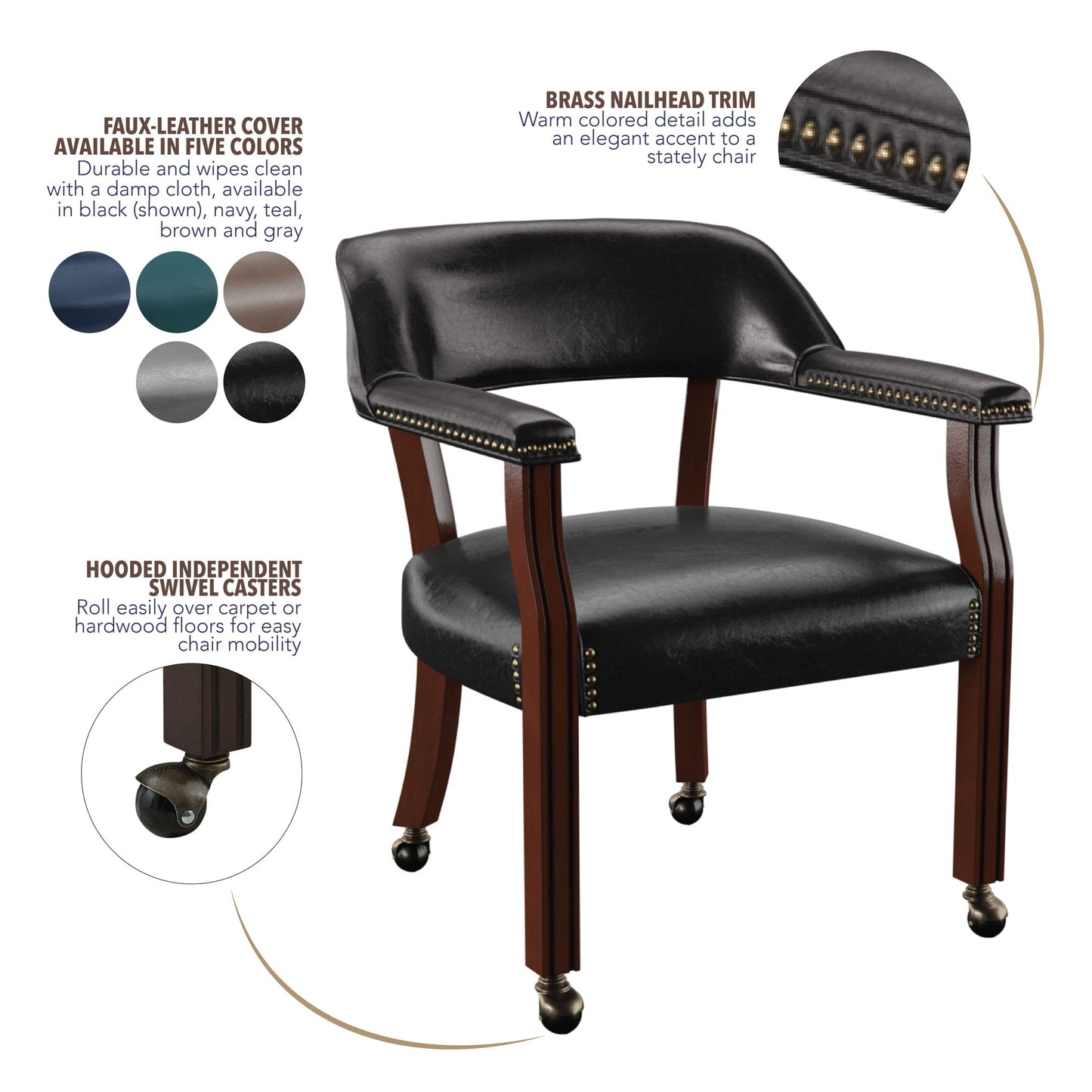 Tournament - Arm Chair With Casters - Hornell Furniture Outlet